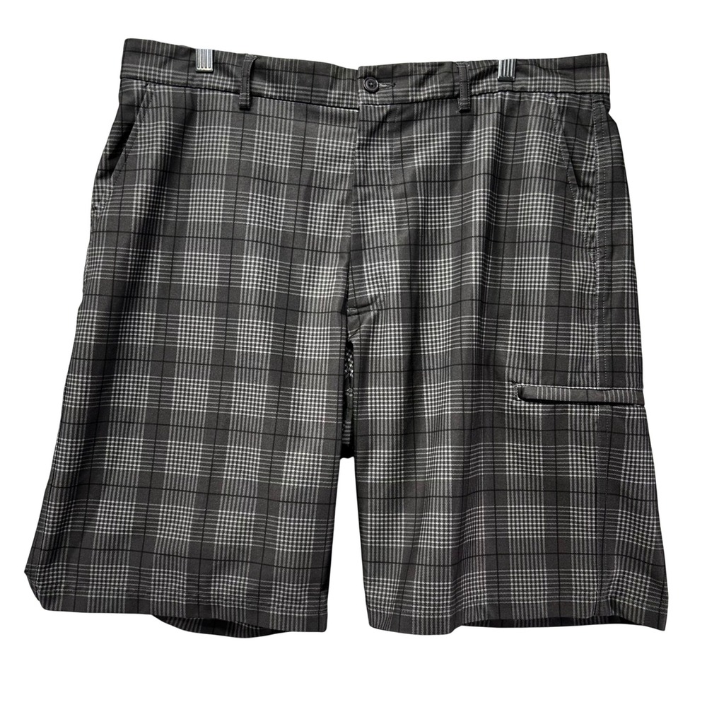 Pebble Beach Performance Golf Shorts Mens 38 Grey Plaid Athleisure Gorpcore‎